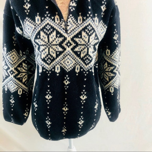 Vintage Eddie Bauer Made in Canada Blue Nordic Pullover Fleece Women Medium - Picture 8 of 9